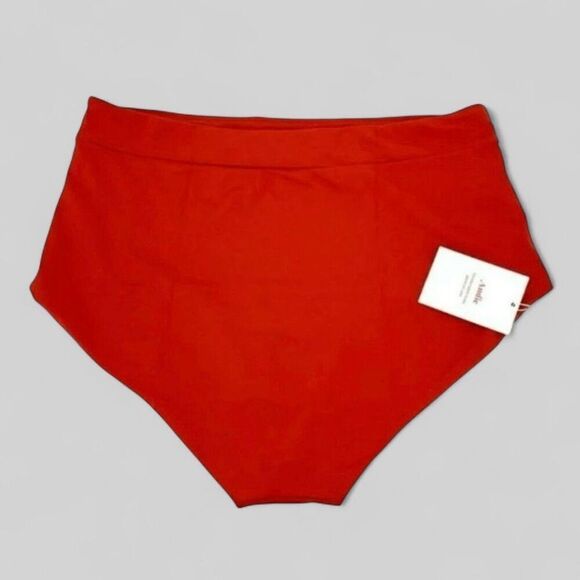 Andie Swim Wide Band High Waisted Bikini Bottom in Chili Pepper Size XS NWT - Picture 4 of 11